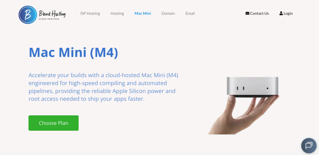 Blend Hosting 马来西亚 苹果 Mac mini M4 租赁服务 $119/月起