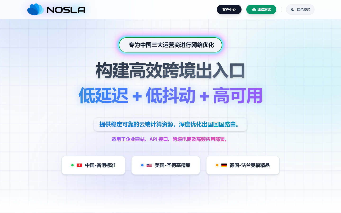 NoSLA | 德国/美国/日本/香港vps | 三网优化(CN2+9929+CMIN2) | 1核1G | 20G NVMe | 300GB/月 | 1Gbps | ¥259/年 | 国庆特惠 NoSLA | 德国/美国/日本/香港vps | 三网优化(CN2+9929+CMIN2) | 1核1G | 20G NVMe | 300GB/月 | 1Gbps | ¥259/年 | 国庆特惠